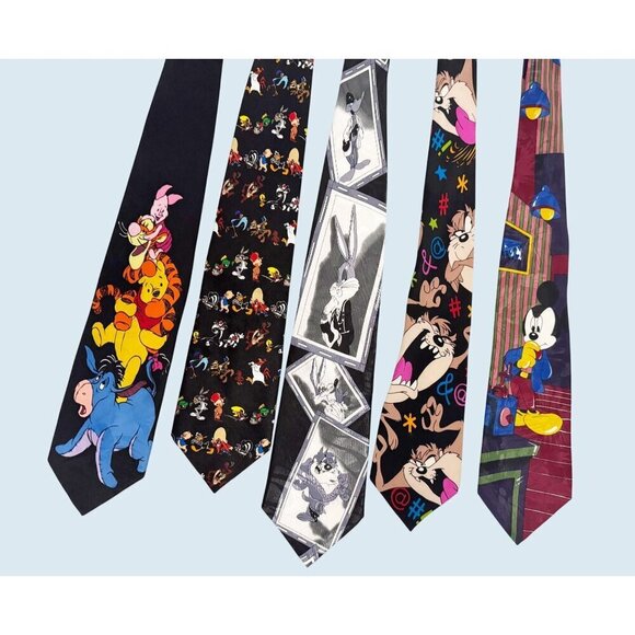 Lot Of 5 Vintage Looney Tunes & Disney Neck Ties 90s / 00s - Picture 2 of 5